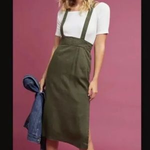 MAEVE LINEN SUSPENDER SKIRT Green size 2